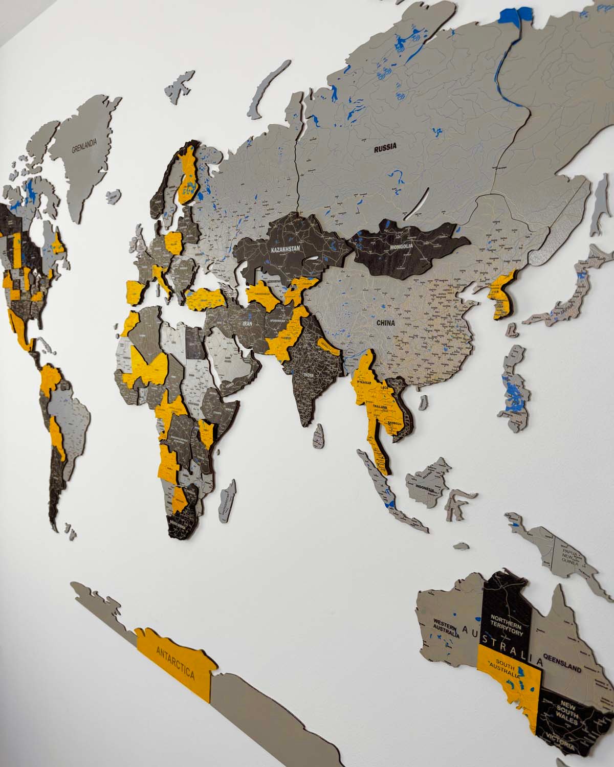 Premium 3d wood world map | SUNSHINE Birdywing®