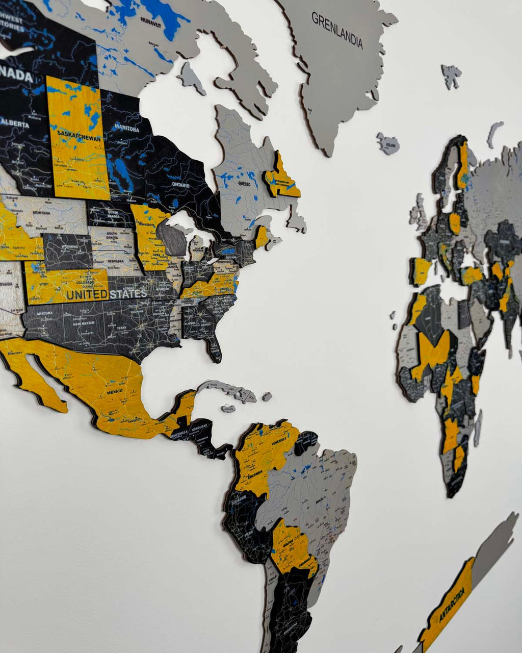Premium 3d wood world map | SUNSHINE Birdywing®