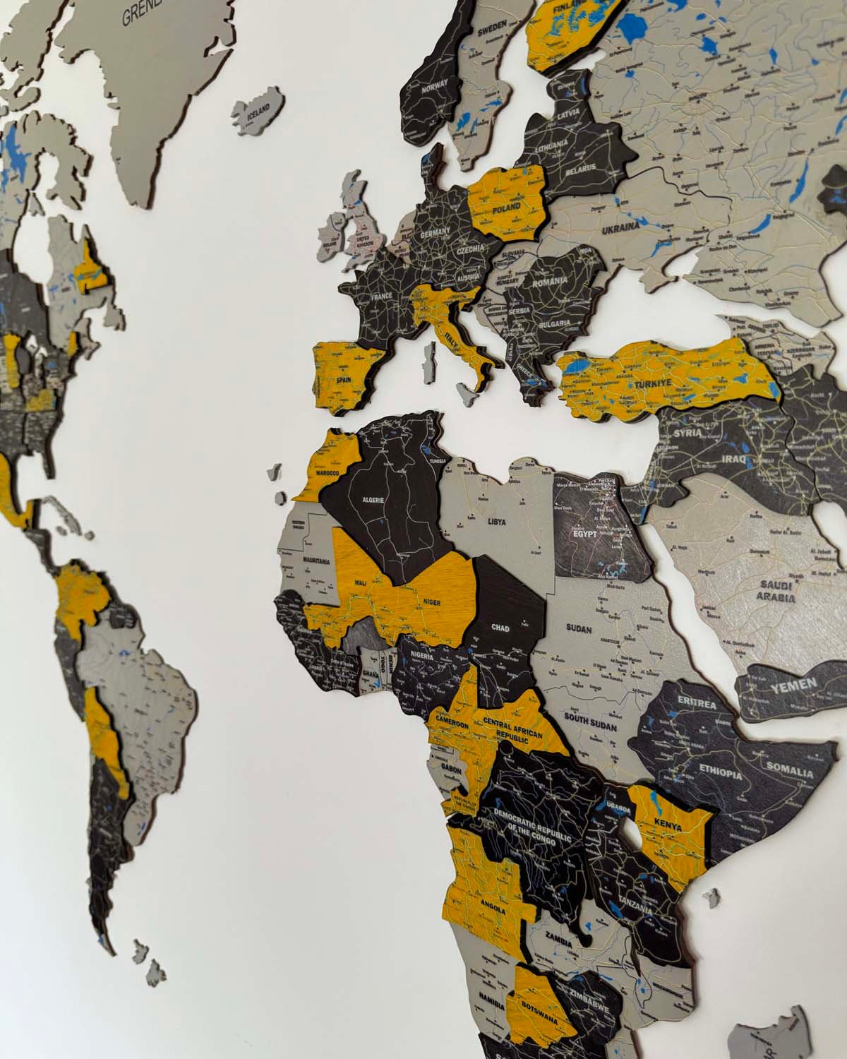 Premium 3d wood world map | SUNSHINE Birdywing®