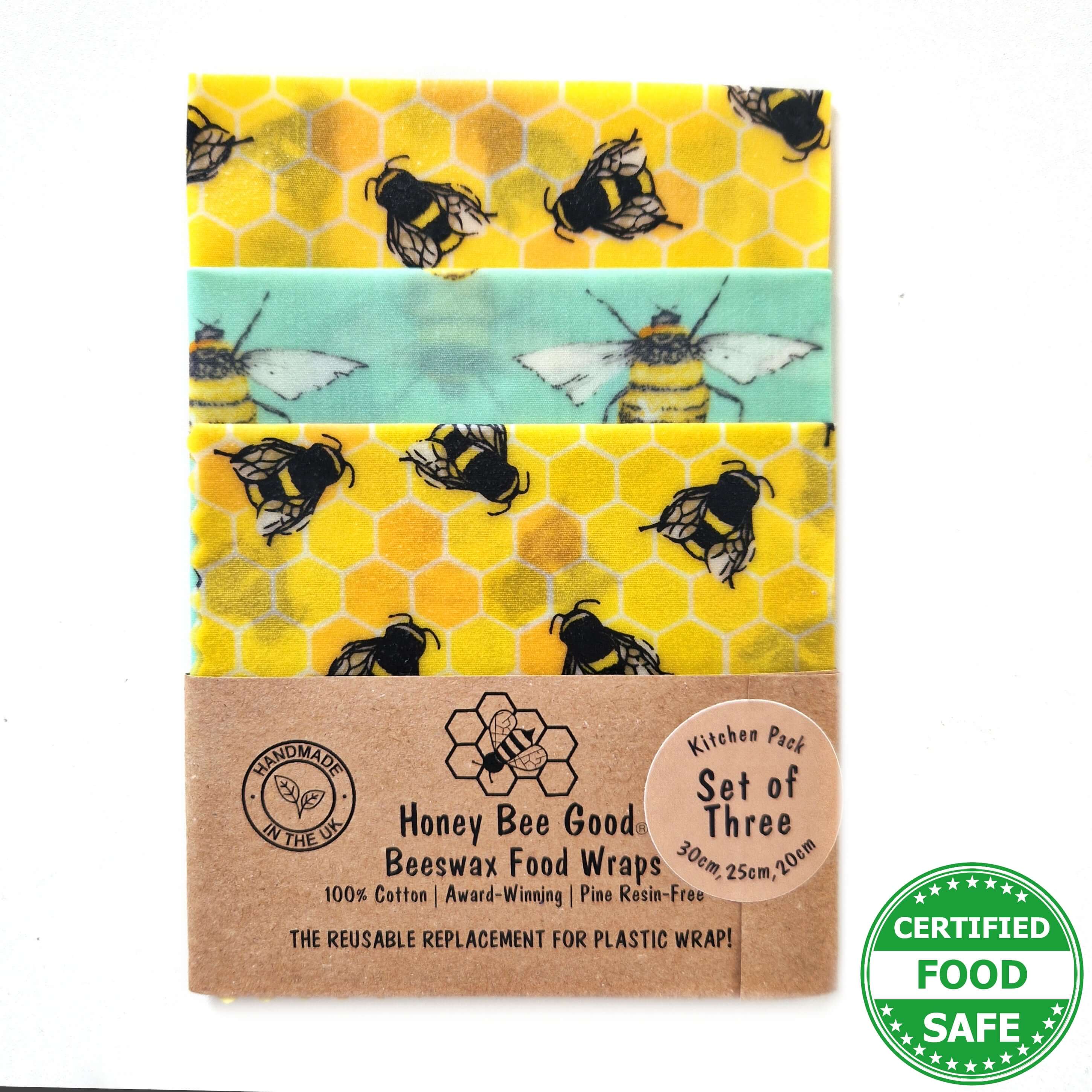 Handmade Beeswax Wraps (Set of 3) | Bee Happy