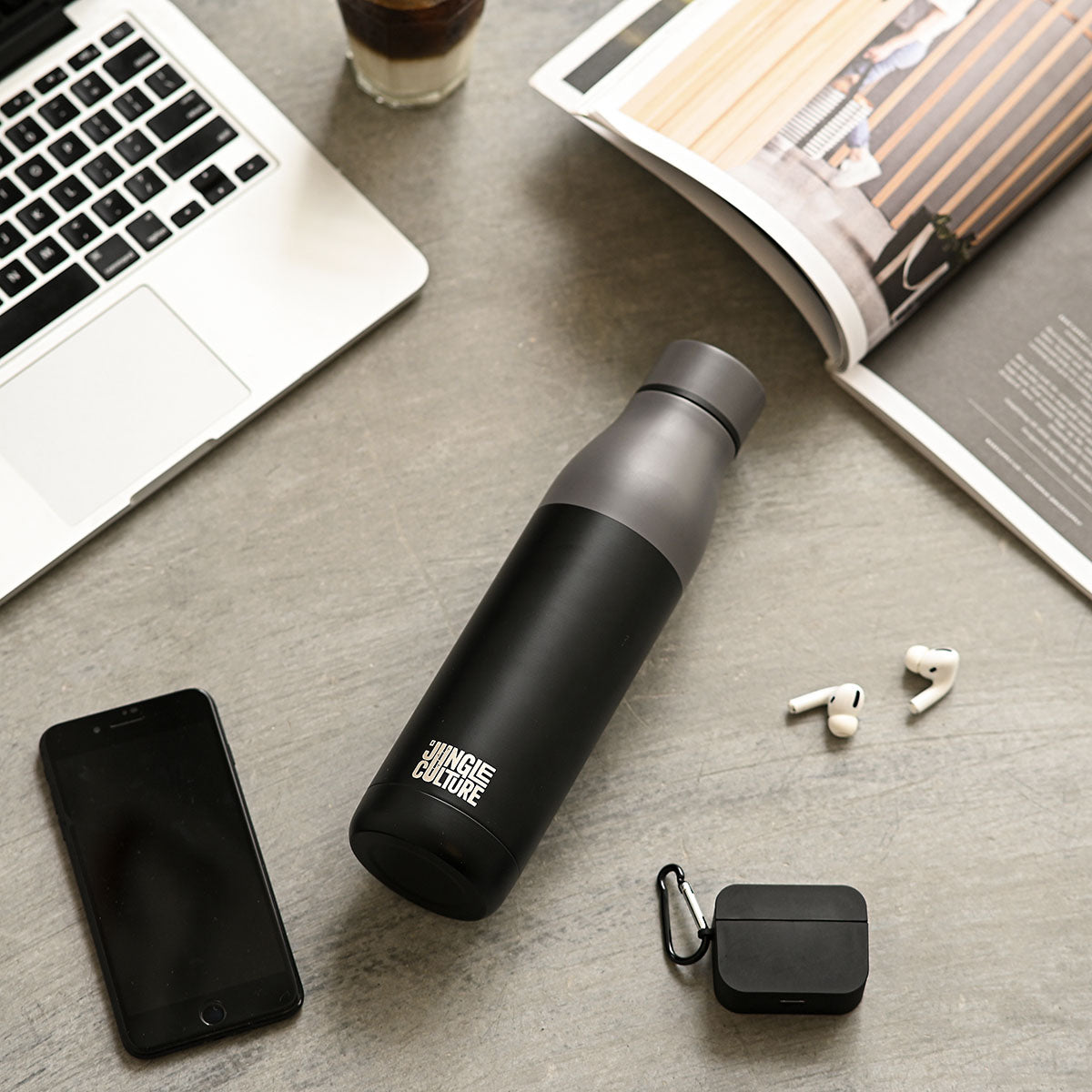 Reusable Stainless Steel Water Bottle | Matt Effect Black | 650ml