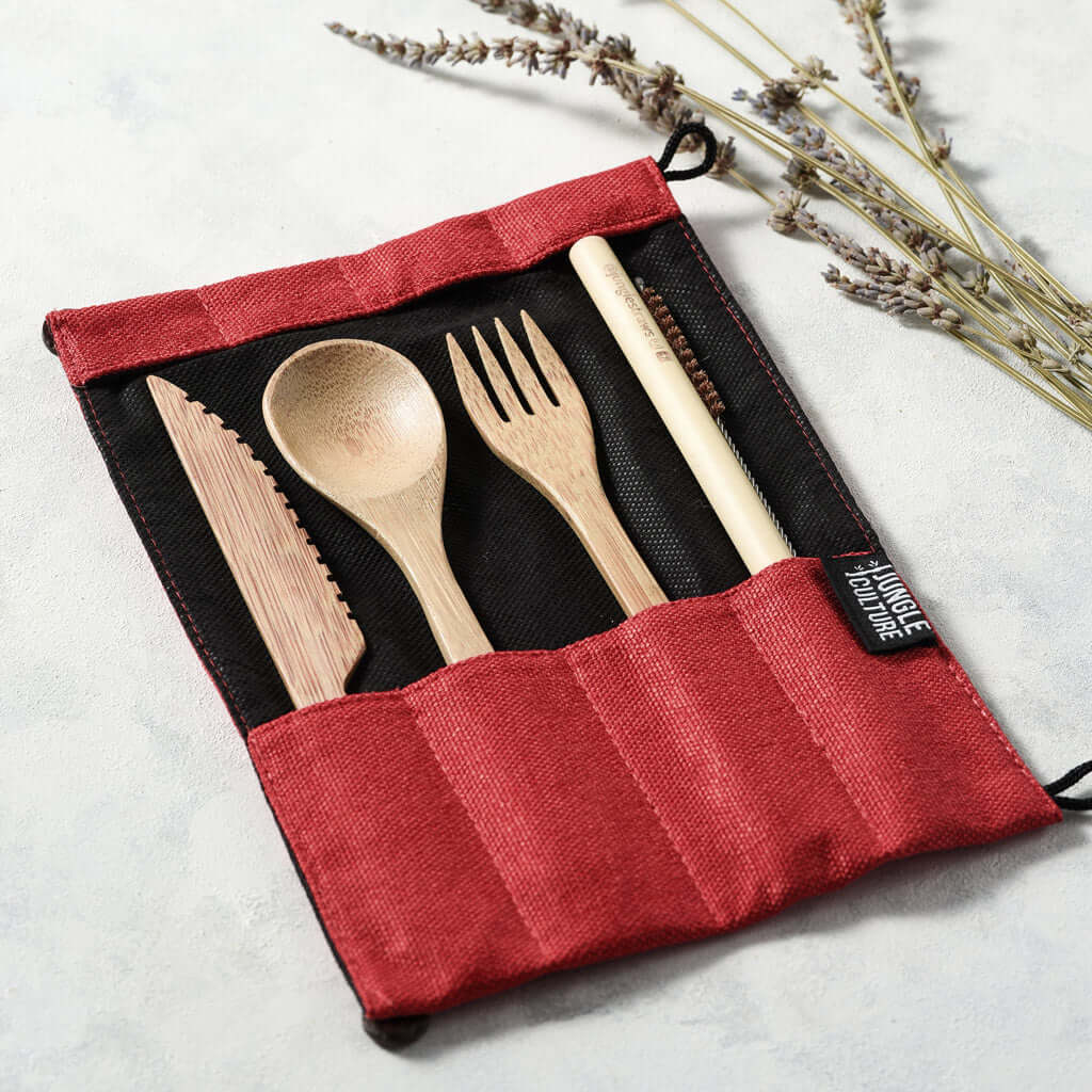 Bamboo Cutlery Travel Set | 5 Colours | Jungle Culture