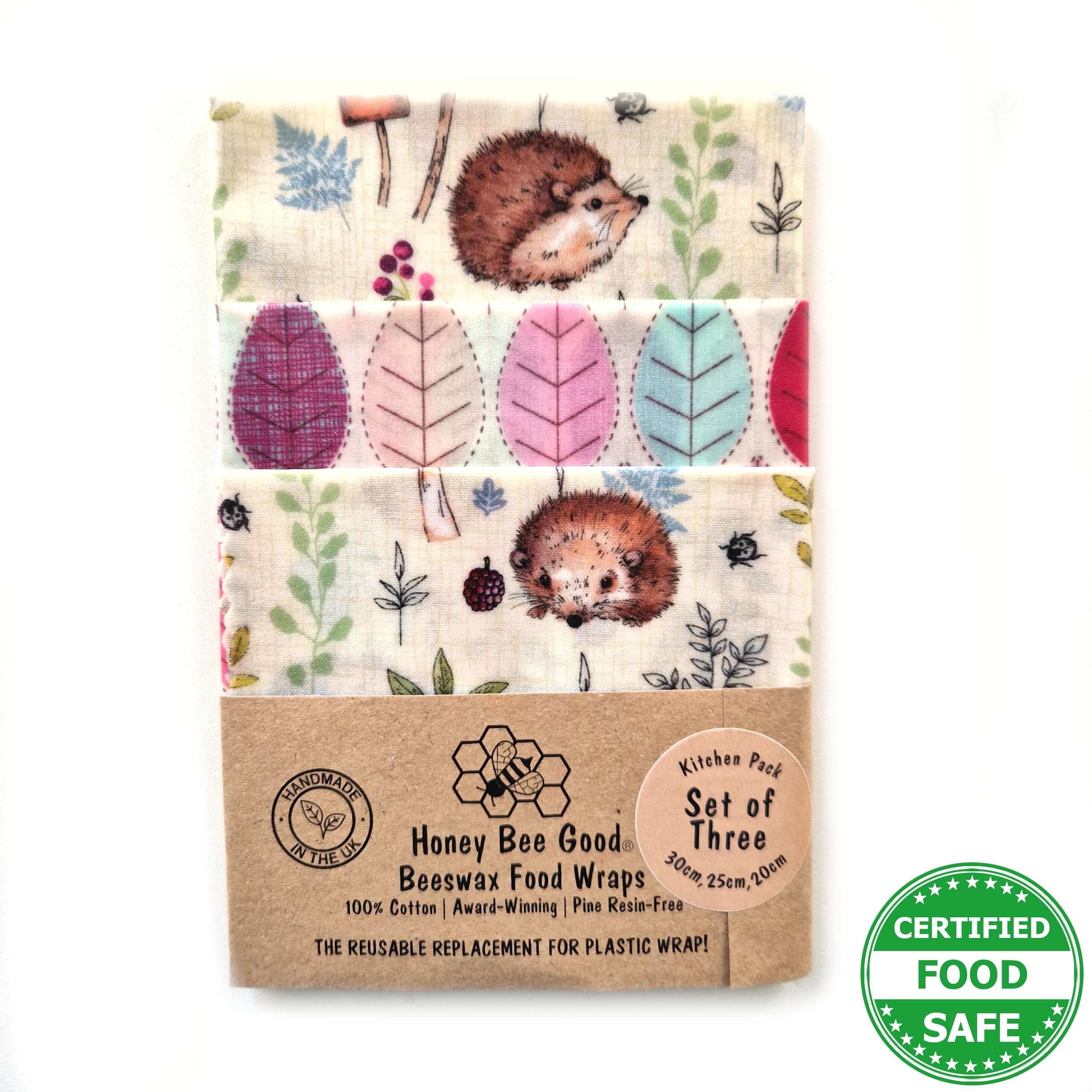 *Set of 3 Handmade Beeswax Wraps | Hedgehogs-0