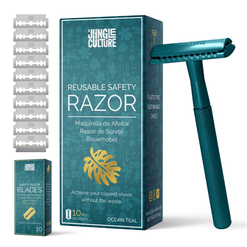 Teal Safety Razor | Limited Edition | Reusable DE Razor | Jungle Culture