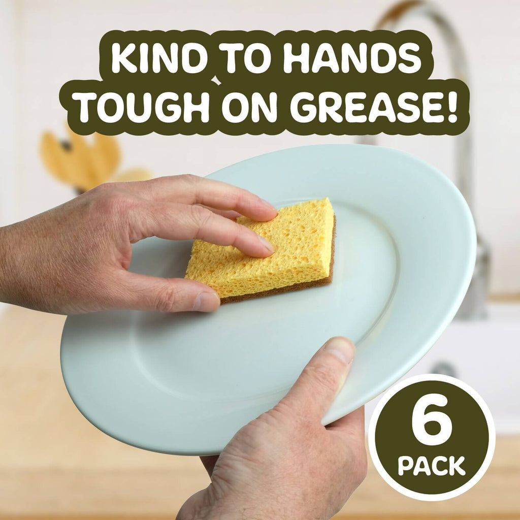 Natural Coconut & Cellulose Sponge Scourers | Pack 6, 18 or 36 | Compostable & Biodegradable
