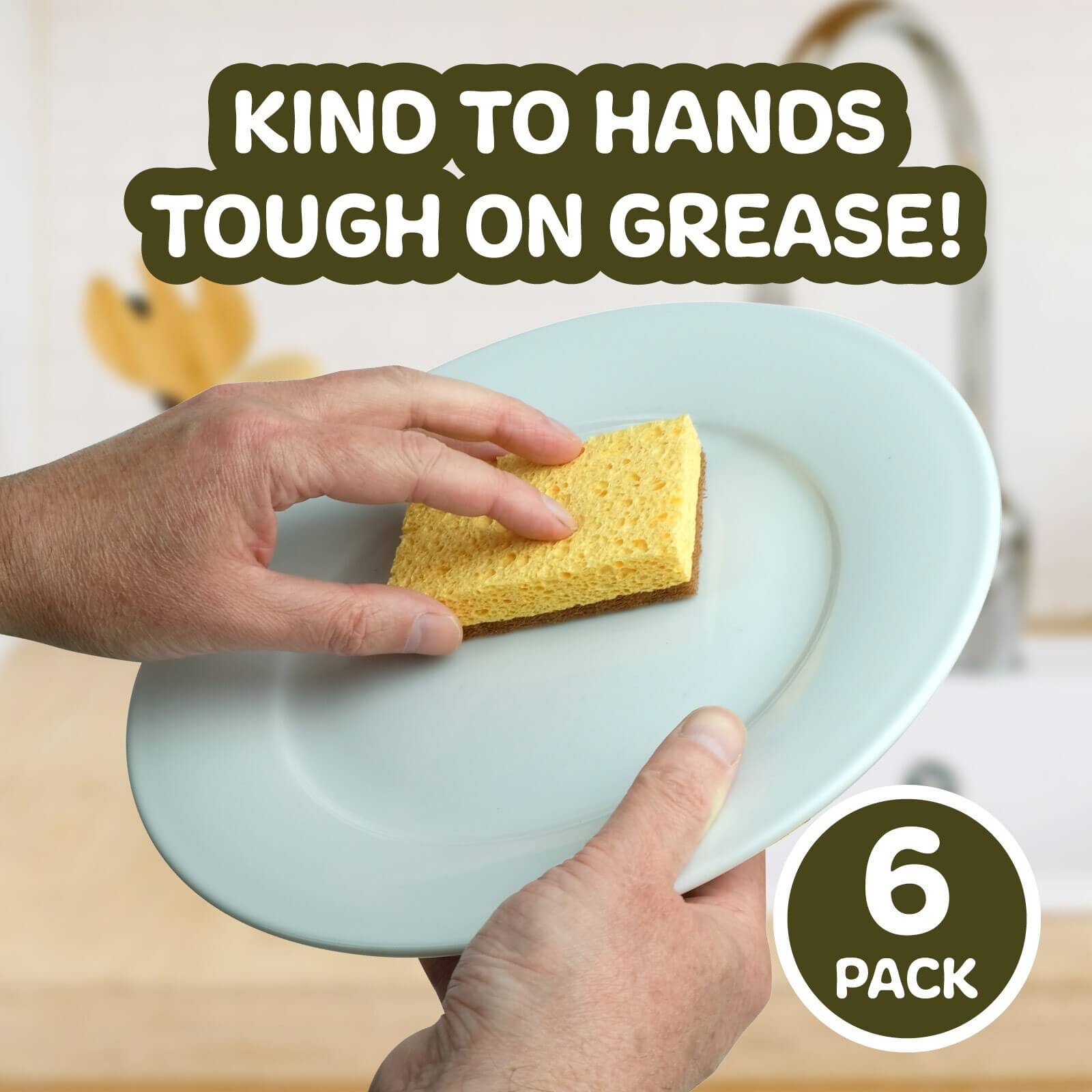 Natural Coconut & Cellulose Sponge Scourers | Pack 6, 18 or 36 | Compostable & Biodegradable