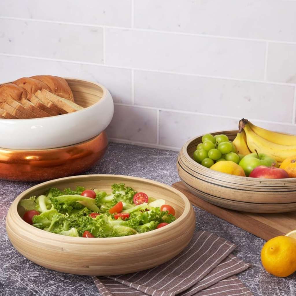 Bamboo Fruit Bowl | Off-White |30cm