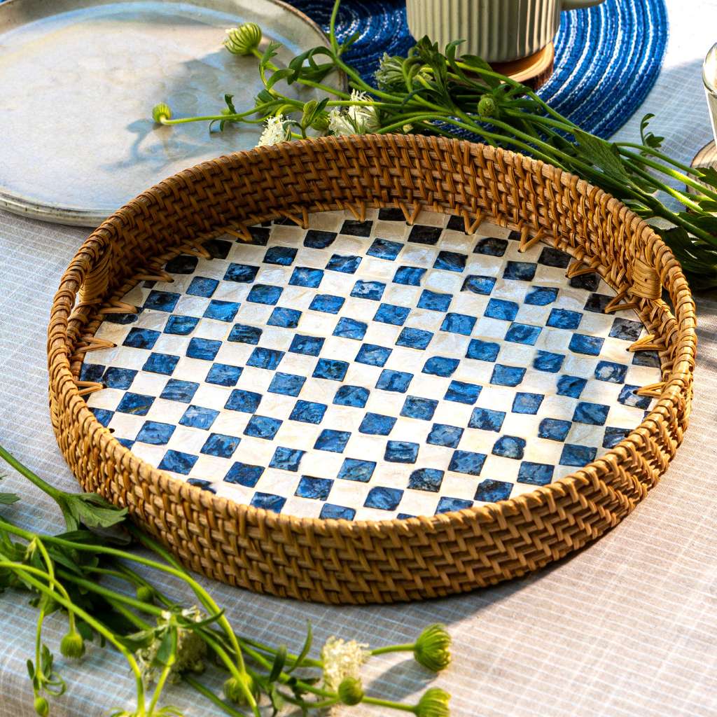 Handmade Rattan Trays | Mother of Pearl | Drift (Multiple Sizes)
