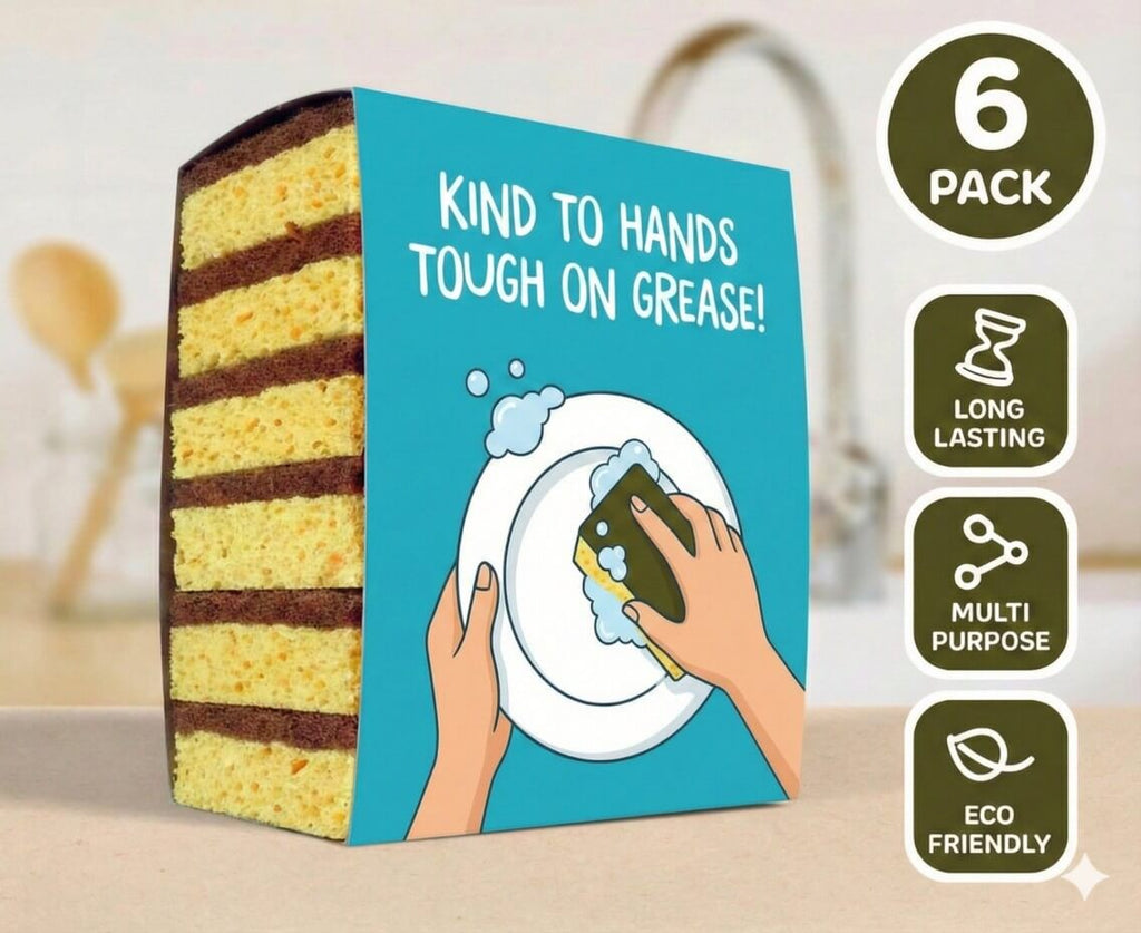 Natural Coconut & Cellulose Sponge Scourers | Pack 6, 18 or 36 | Compostable & Biodegradable