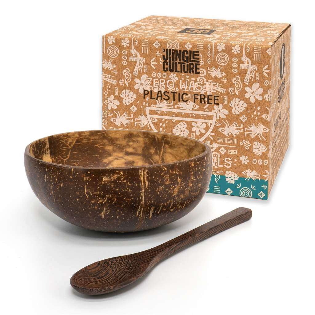 Patterned Coconut Bowl & Spoon | Single Set | Jungle Culture
