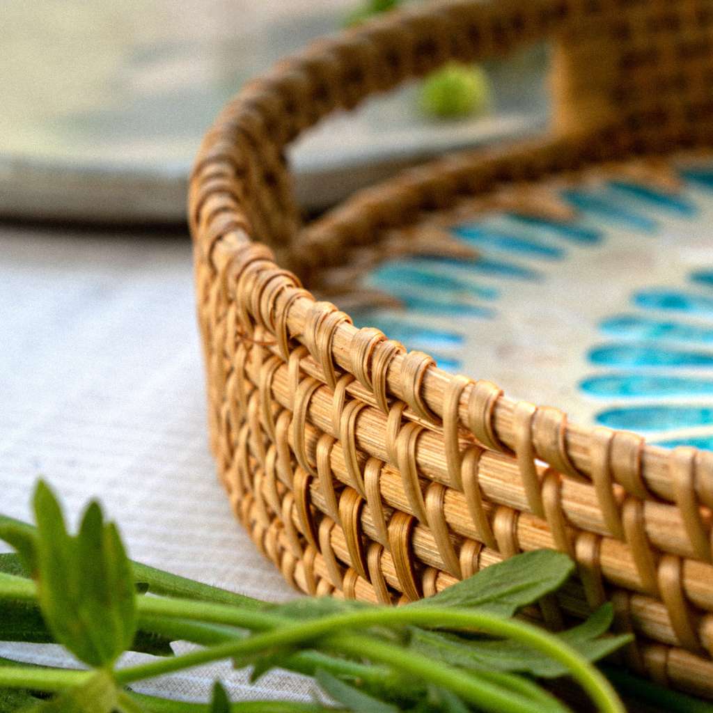Handmade Rattan Trays | Mother of Pearl | Ripple (Multiple Sizes)