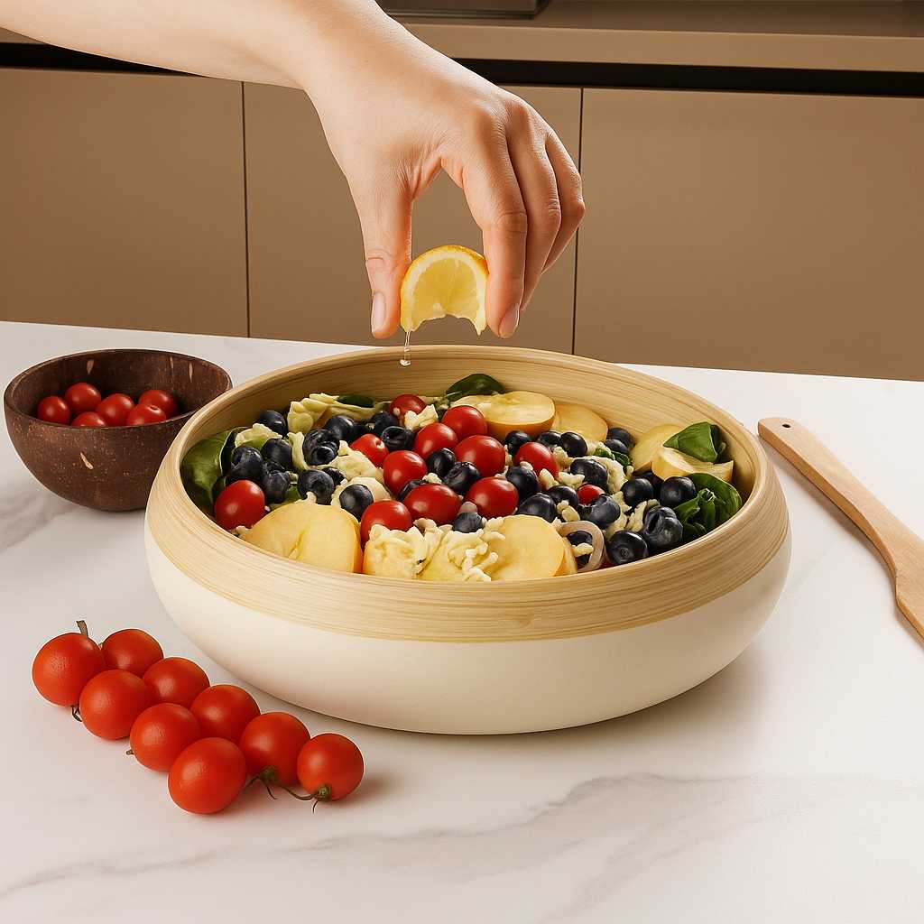 Bamboo Fruit Bowl | Off-White |30cm