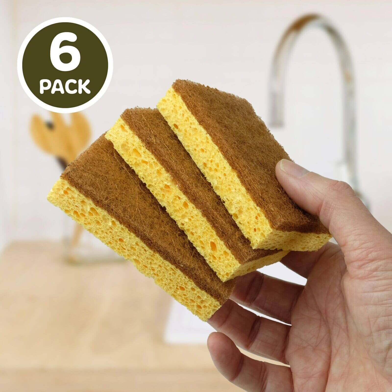 Natural Coconut & Cellulose Sponge Scourers | Pack 6, 18 or 36 | Compostable & Biodegradable