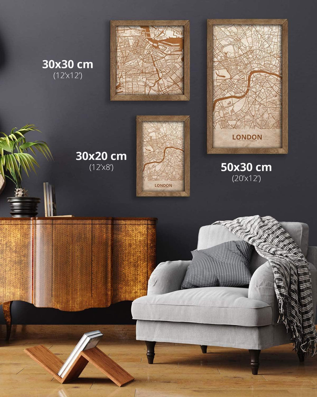 Wooden Street Map of London - Urban City Plan 3