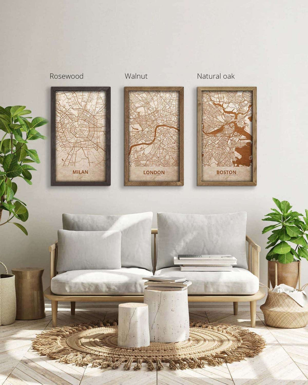 Wooden Street Map of London - Urban City Plan 4
