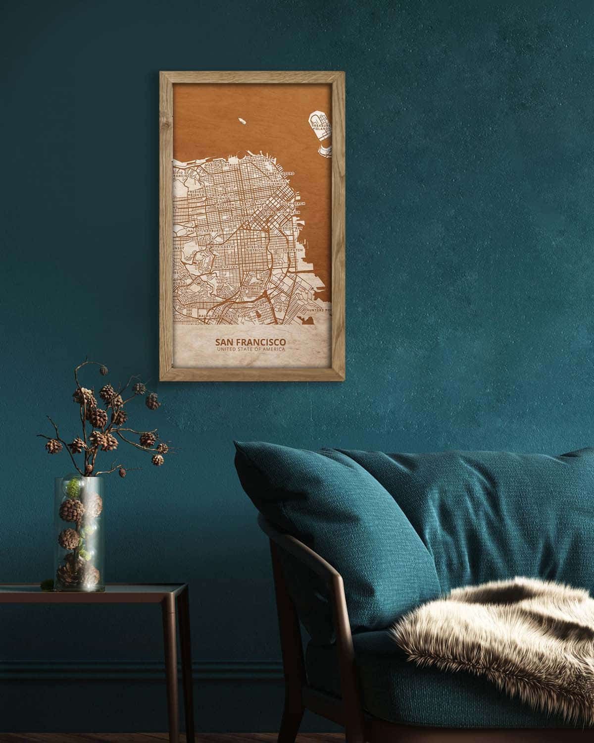 Wooden Street Map of San Francisco- Urban City Plan 3