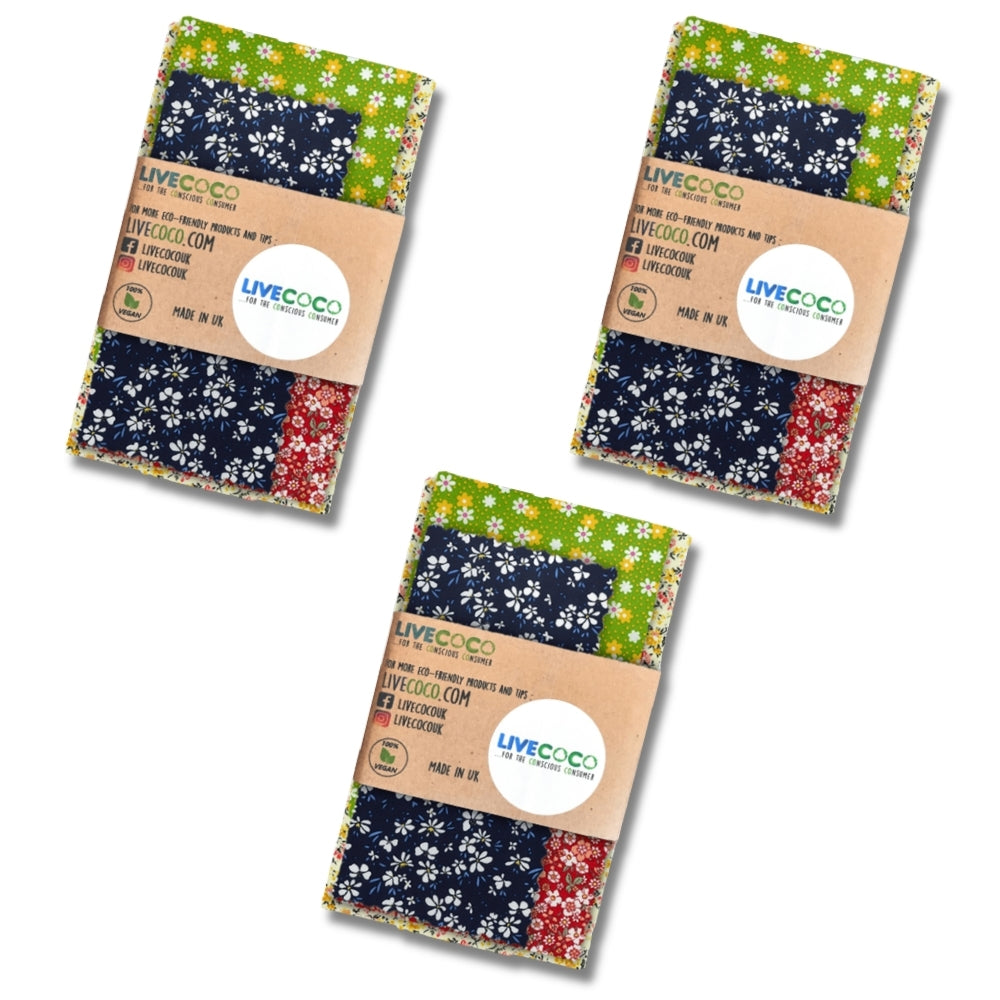 Reusable Vegan Eco Food Wraps (4 Per Pack)